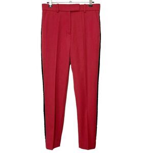 Racil Suit Trouser Pants Red Virgin Wool Pleated Black Side Stripe Size US 4 27”